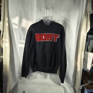 Laced Up Men's Size Medium Black Pullover Hoodie with Red GOAT Logo